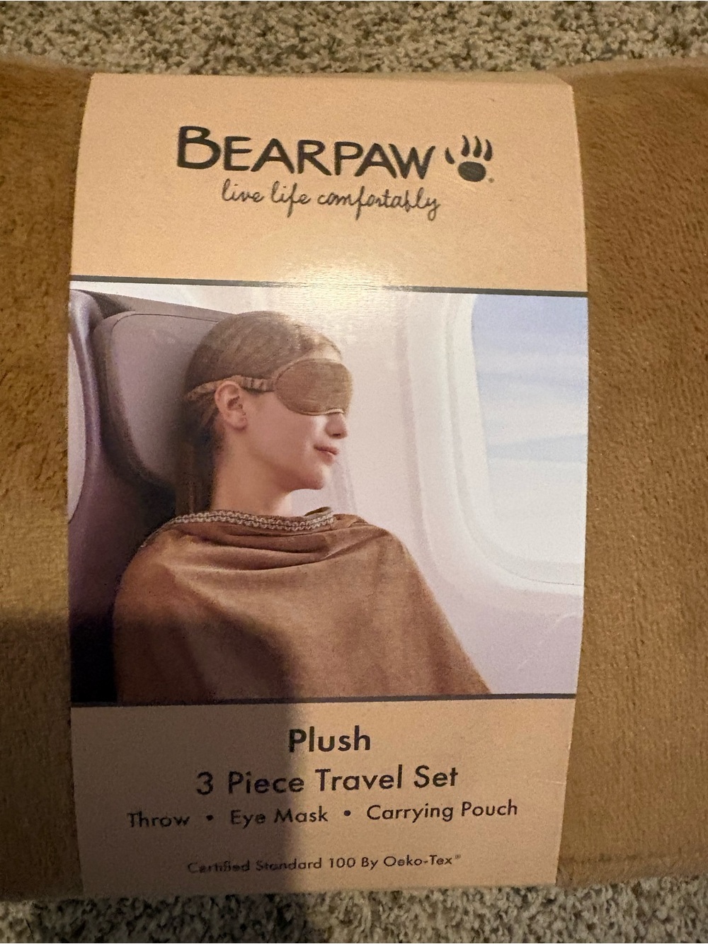 BEARPAW Plush 3-Piece Travel Set - Brown, NEW, Sealed